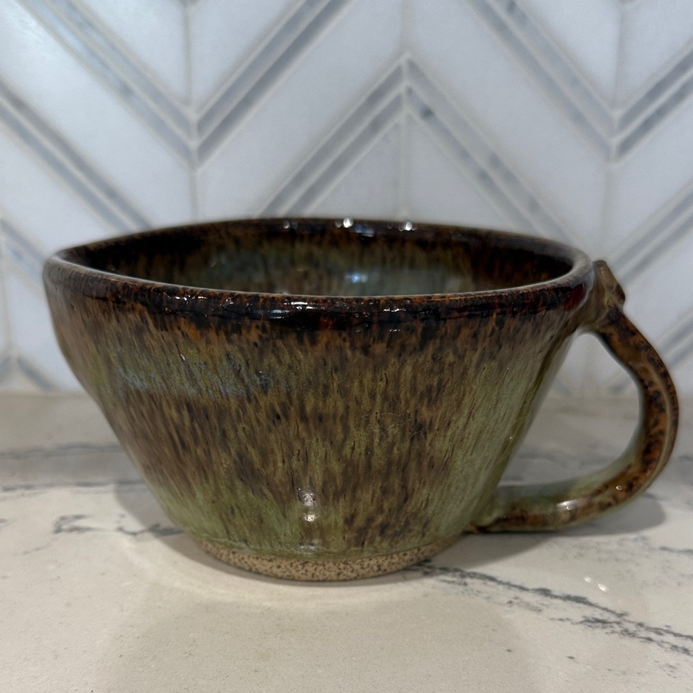 Studio Pottery bowl with handle and pour spout